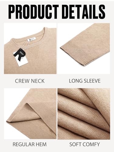 Image of Runcati Mens Crewneck Sweaters Casual Knit Lightweight Dress Sweater Long Sleeve Slim Fit Fall Winter Pullover