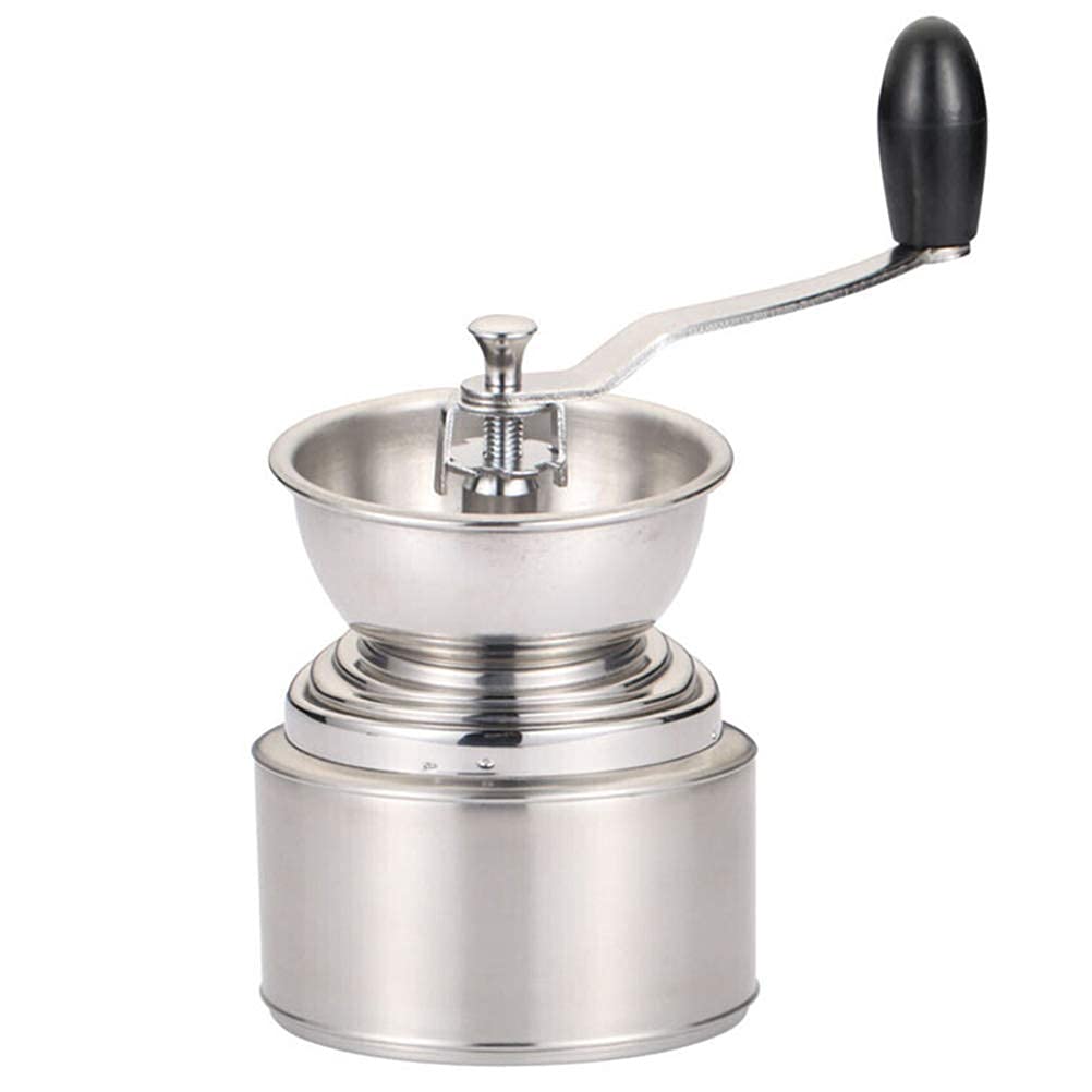 Macinino Rotondo Piccolo in Acciaio Inossidabile, macinacaffè a manovella, Nucleo in Ceramica/grossolanità Regolabile
