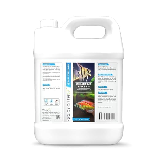 Image of AquaNature Chlorine Erase + Water Conditioner Concentrated Chlorine Remover +Vitamin B&C for Freshwater Aquarium (5Ltr)