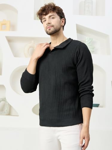 Image of Kvetoo Full Sleeve Winter Wear Woolen Collar Polo Sweater for Men