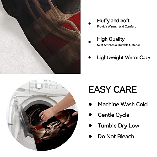 Doinbee Cowboy Boots Blanket Western Cowboy Hat Rope On American Flag Brown Throw Blankets For Men Boys Fluffy Fleece Flannel Soft Cozy Sofa Chair Bed Blanket Decor Picnic Mats Travel Quilts 60"X50" #TOP5