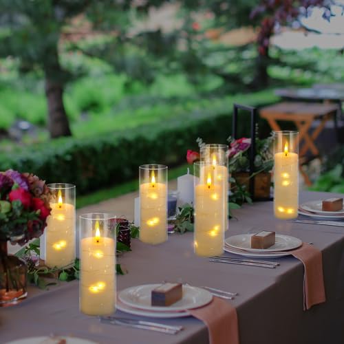 Image of YOROXRG 24 Pack Christmas Decoration Flickering Flameless Candles,Battery Operated Candles,LED String Lights LED Candles for New Year, Home Decor, Parties,Wedding(D2.2 xH 5 inch 6 inch 7 inch) (White)