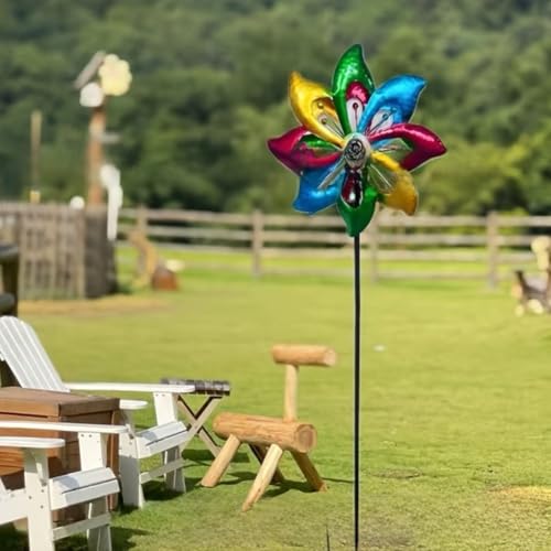 Molino de viento para césped con estaca ideal para dar color a patios apagados 5