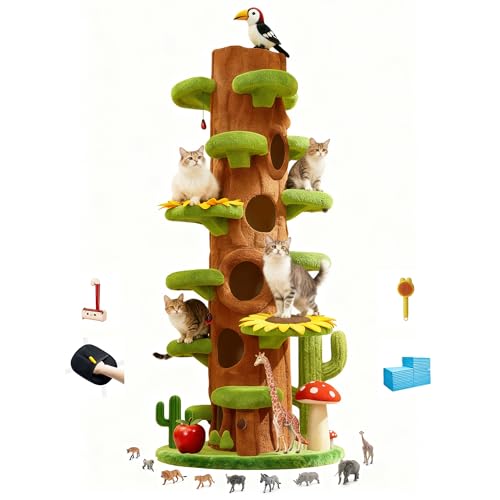 RPZ Cat Tree for Indoor Cats Large Adult 90-Inch Luxury Cat Tree Paradise with Hiding Spaces Multi Level Cat Tower for Multiple Cats Extra Tall Cat Tree for Indoor Cats