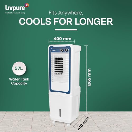 Image of Livpure Magnakool Tower 57L Air Cooler|High Speed Air Delivery|188 Sq.Ft. Large Area Coverage|Ice Chamber|High Density Honeycomb Pads|Inverter Compatible|2Yrs Motor Warranty,1 Yr Comprehensive(White)