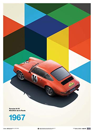 Porsche 911R - Marathon de la Route - Affiche Unique Design en Édition Limitée - Taille d'Affiche Standard 50 x 70 cm