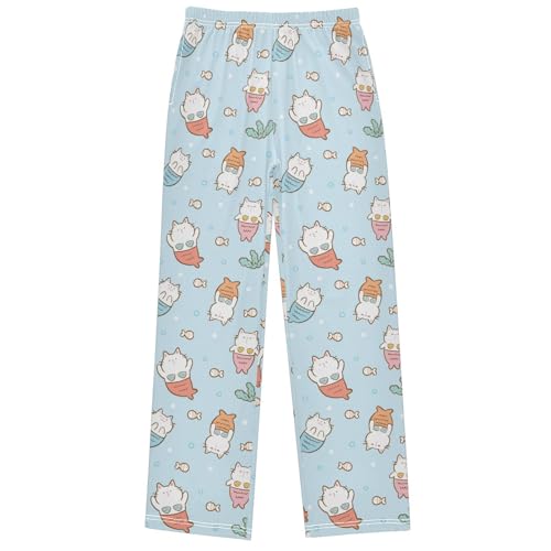 Boy's Pants Cat Seashell Mermaid Fish Jogger Pants Elastic Waist Long Bottoms Trousers with Pockets 6-14 Years