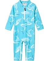 weVSwe UV Badebekleidung Junge Blauer Fisch Full Badeanzug Baby UPF 50+ UV Schutz Langarm Einteiler Rashguard Anzug 2 Jahre