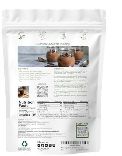 image for Micro Ingredients Beef Gelatin Powder, 1lb | Premium Source from Grass