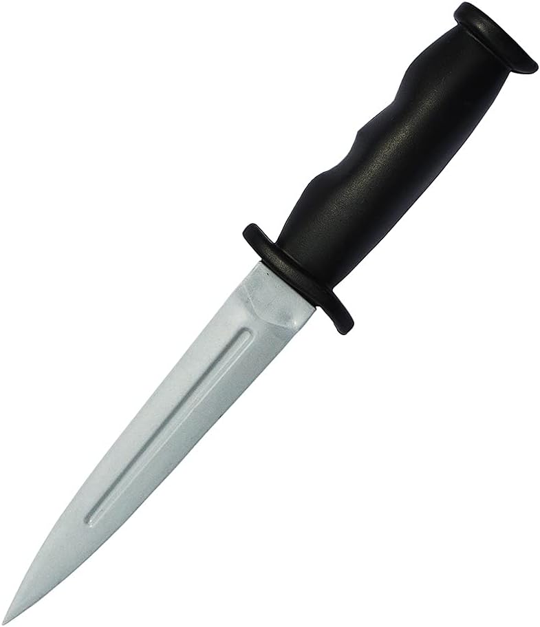 SUNNYHILL Halloween Rubber Toy Dagger Joke Toy Knife Prank Rubber Unsharp Dagger Dark Gray Fake Knife 10 Inch