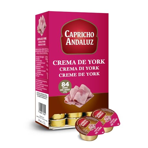 Capricho Andaluz - Crema de York Expositor 84 Monodosis 25g Untable Suave Premium para Desayunos Familiares, Menús Infantiles y Buffets