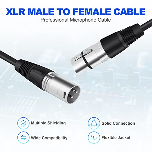 Yunge 2 Pack Xlr Male To Female Microphone Cable, 3 Pin Xlr Microphone Cable Compatible With Microphones, Pa Systems,Stage Lighting,Speaker Systems And Other Sound Equipment(10 Feet,Black) #TOP2