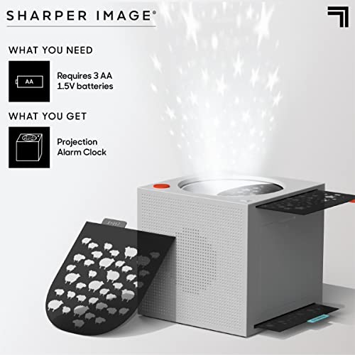 Sharper Image Projection Alarm Clock With Soothing Sounds And Relaxing Visuals, 4 Projections & 10 Soothing Soundscapes, Full-Function Digital Alarm Clock, Project Color-Changing Stars #TOP4