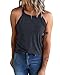 KINLONSAIR Women's Summer Sleeveless Halter Tee Shirts Crew Neck Workout Tank Tops Casual Plain Cami Shirts Dark Gray