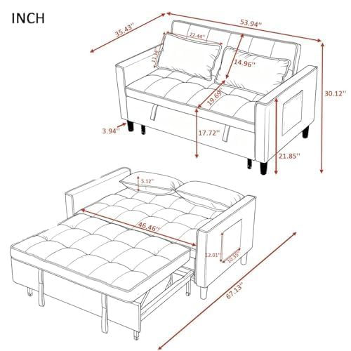 NicBex Leather Sleeper Sofa Bed