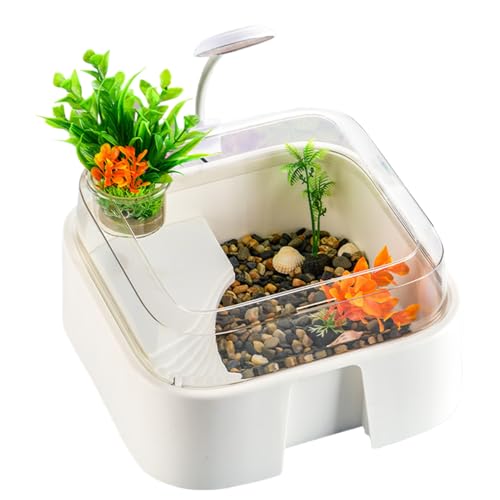 Acuario para tortugas acuáticas - Terrario a prueba de fugas, con iluminación, pequeño estanque de peces, tortugas, hábitat, juego de hábitat | para geckos, hámsters, ranas, serpientes, arañas