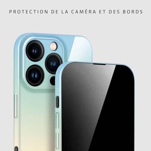 Coque iPhone 16 Pro mince rigide design avec protection caméra, étui imprimé vert menthe - 2