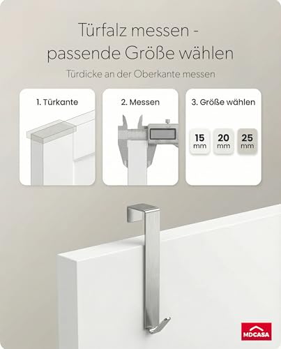 MDCASA Premium Türhaken I Türhaken zum Einhängen inkl. Filzpad I 4 hochwertige & stabile Haken zum Einhängen für alle gängigen Türen