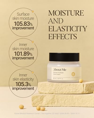 About Me Glycine Soybean Core Cream – Korean Concentrated Soy Protein Face Moisturizer for All Skin Types – Daily Firming Care with 13 Peptides & Niacinamide – Korean Skin Care – 2.87oz, 85ml