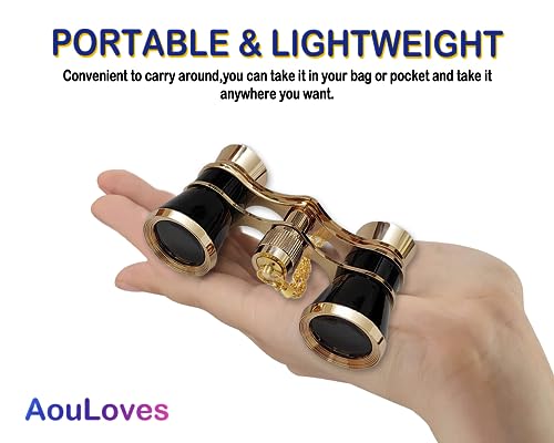 Aouloves Opera Glasses Binoculars 3 X 25 Compact And Lightweight Optical Bk7 Theater Glasses With Chain For Adults Kids Women In Concert Theater Opera (Black) #TOP3