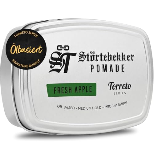 Störtebekker Premium Pomade Ölbasiert Fresh Apple - Pomade Herren Torreto Series - Mittlerer Halt - Mittlerer Glanz - Haarwachs 125ml - Barbershop Haarpomade - Haarstyling Made in Germany