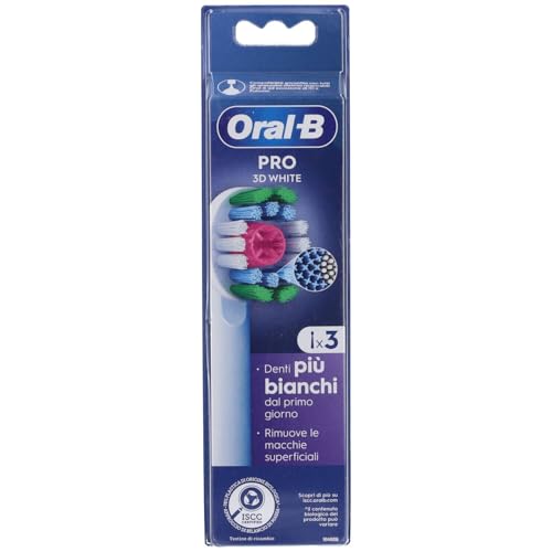 Oral-B 3D White elektrische Zahnbürstenköpfe, Packung mit 3 Ersatzbürstenköpfen, Aufheller, mit exklusiver Polierschale zum Entfernen von oberflächlichen Flecken