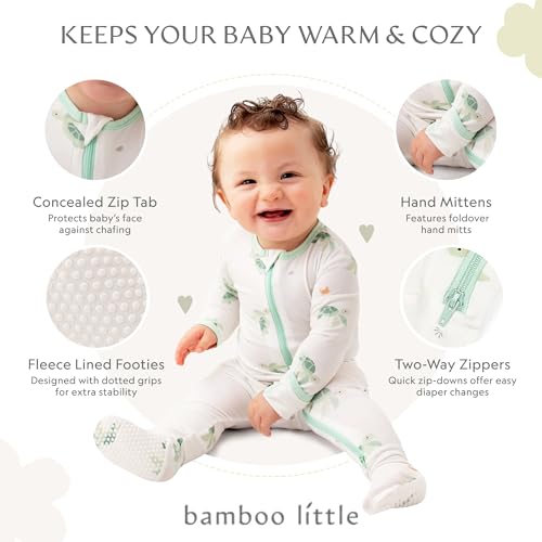 Image of Bamboo Little Soft Baby Footie Pajamas, Baby Clothes, Newborn Sleepers, 95% Viscose and 5% Spandex, 0-24 Months