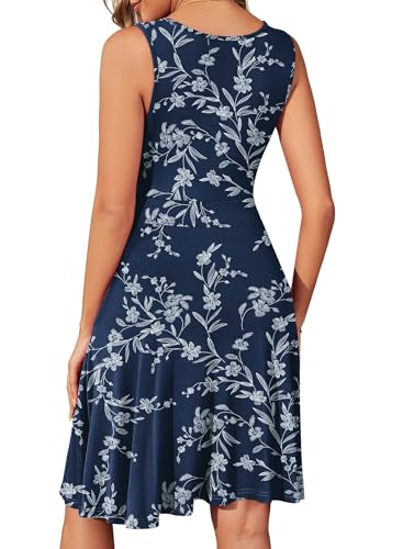 Image of WEACZZY Women's Summer Sleeveless Casual Dresses V-Neck Wrap Floral Holiday Tank Dress Flowy Beach Sundress with Pockets
