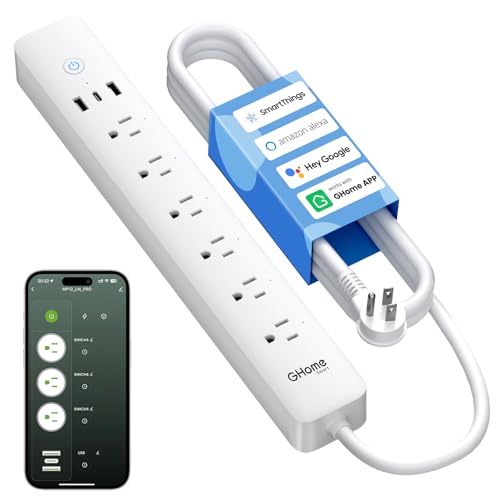 Image of GHome Smart Power Strip, WiFi Surge Protector with 6 Individually Controlled Outlets, 3 USB Ports, Compatible with Alexa & Google Home