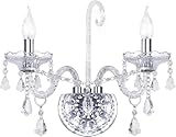 CRYSTOP Vintage Crystal Wall Sconce Lighting for Bedroom Bedside, Elegant 2 Lights Crystal Wall Light European Style Decorative, Luxury Sconces Wall Lamp for Bathroom, Entryway Sconce Light
