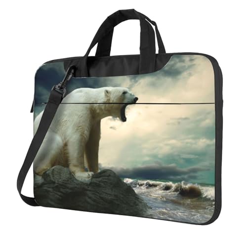 Sac à main pour ordinateur portable avec bandoulière et motif ours polaire - Housse fine