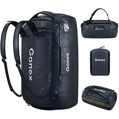 Gonex 80L Duffel Bag Backpack, Convertible to Gym Backpack and Handbag for Men Women, Water-Repellent for Hiking Camping Travelling Cycling, Dark Blue Cover