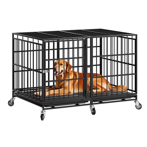 Snuowu 48 Inch Dog Crate with Metal Base