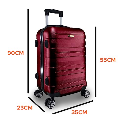 Kit Mala Bordo Viagem Frasqueira Bagagem de Mão Padrão ANAC ABS Rígido Roda 360º (Vermelho)