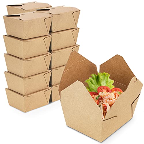 Fit Meal Prep 50 Pack 30 Oz Paper Food Containers To Go Boxes for Food Take Out - Microwaveable & Leakproof