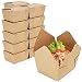 [36 Pack] 30 oz 5 x 4.5 x 2.5" Disposable Paper Take Out Food Containers, Microwaveble Folding Natural Kraft to Go Boxes #1