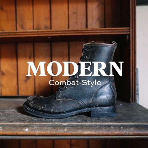 Image of Frye Veronica Women's Combat Boots Crafted from Hand-Burnished Vintage Italian Leather with Genuine Stitch-Down Welt Construction and Leather Lining - 6 inch Shaft Height