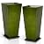 Worth Garden 25" Large Metal Glazed Planter Set of 2, Luxurious Glossy Finish Green Tall Square Tapered Steel Plant Pots, Decor Flower Pot Indoor & Outdoor, Drainage Hole & Dual-Purpose Plant Saucer