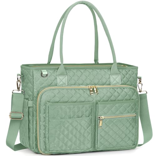 RAINSMORE Teacher Bag 15.6 inch Laptop Bag for Women Work Bags Laptop Tote Nurse Bag Professional Computer Messenger with Insulated Pocket, Laptop Briefcase for Office, College, Nursing