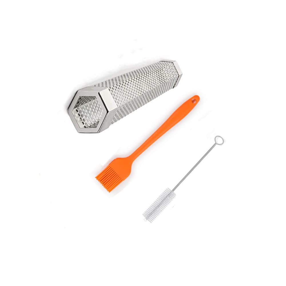 Tubo Affumicatore,Tubo affumicatore in Pellet, 6in, Barbecue Acciaio Inox, per Barbecue a Gas Elettrico e a Carbone, Hexagon Tube(15.5 x 5.5 x 5.5cm)