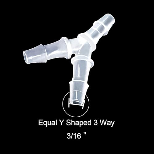 Miniatura 2 de Manguera de 3/16 pulgadas, igual de púas en forma de Y, tubo de plástico de 3 vías, empalmador de empalme, adaptador para tubería de oxígeno
