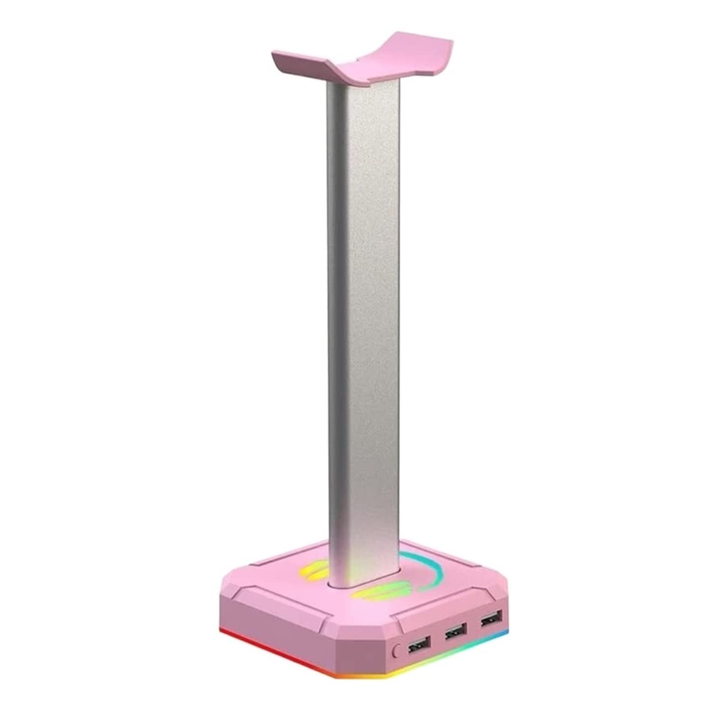 Soporte para Auriculares Soporte Creativo for Auriculares con Gancho for Colgar, Carga USB, Soporte de Escritorio for supraaurales, Ahorra Espacio(Pink)
