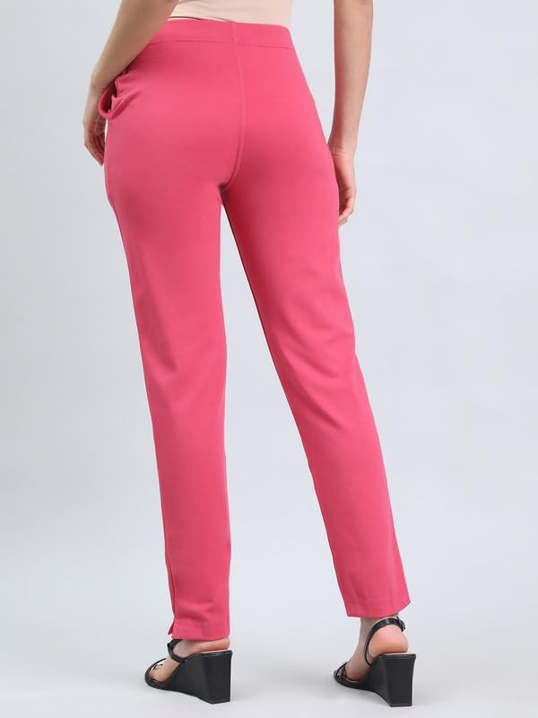 Image of GO COLORS Ponte Smart Kurti Pants Full Length for Women | Breathable, Mid Rise