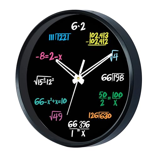 Image of SANDROSE Mathematics 10 inch Designer Plastic Analog Wall Clock Home for Living Room Kitchen Bedroom Office Classroom Kids Room, Black