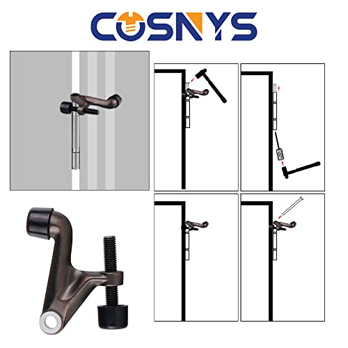 Cosnys 2 Pack Hinge Pin Door Stopper,Adjustable Heavy Duty Door Hinge Stopper 2-3/8"X15/16"Convenient Door Stopper For Door Hinges,With Black Rubber Bumper Tips,Easy Installation #TOP4