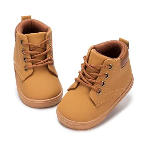 Casazoe Unisex Leather Casual Boots Toddler Outdoor Mid Top Dress Shoes Lace Up Non-Slip Texture Sole Loafer Hiking Flats Classic School Daily Walking Shoe（Infant/Toddlers） Cover