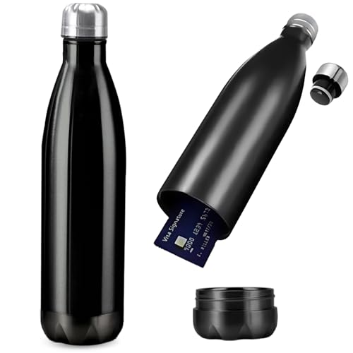 GOEDCH Bouteille Sûre de Détournement: 750ML Bouteille Cachée avec Compartiment Secret, Conteneur de Cachette Secrète, Stockage Portable pour Billets