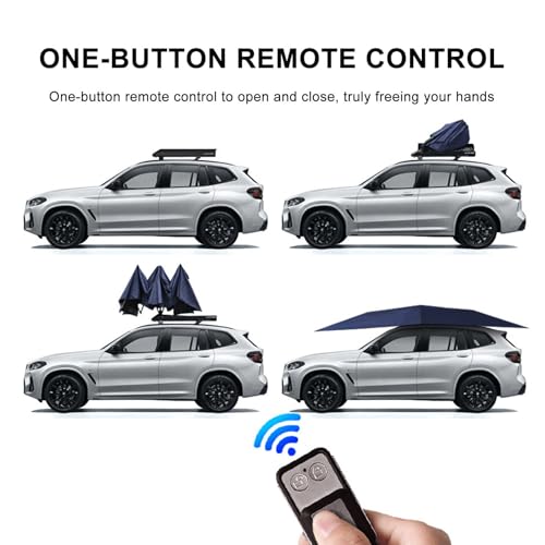 VNATWGOO Fully Automatic Car Umbrella, with 5000mAh Removable Battery and Remote Control, Electric Car Protection Cover, Car Tent,Blue-A
