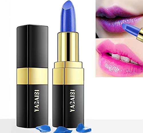 Go Ho Blue Magic Lipstick,Shimmer Magic Color Changing Lipstick, Labiales Magicos Lip Stain Nutritious Tinted Lip Balm(Blue Changed Into Pink) Labial Magico Lips Moisturizer Lasy Lipstick For Women,0.12 Ounce #TOP29