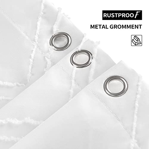 Eachope Diamond Embroidered Fabric Shower Curtain, Farmhouse Style Boho Bathroom Decor, Waterproof & Washable, 72 X 72 Inch, White #TOP4